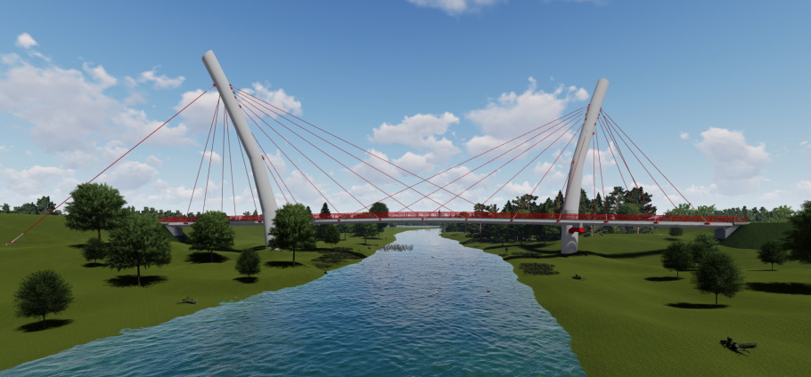 Projekt podwieszonej kładki nad rzeką Skawinką ciągu Wiślanej Trasy Rowerowej