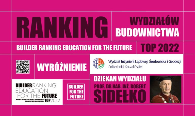 WYRÓŻNIENIE W RANKINGU WYDZIAŁÓW BUDOWNICTWA – BUILDER RANKING EDUCATION FOR THE FUTURE TOP 2022