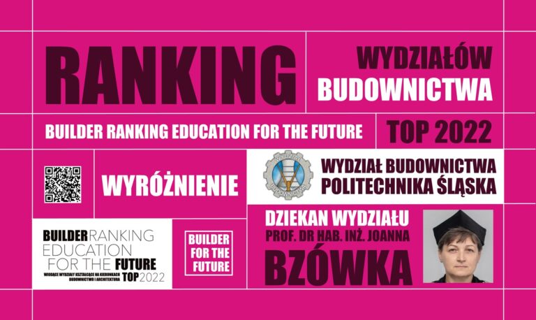 WYRÓŻNIENIE W RANKINGU WYDZIAŁÓW BUDOWNICTWA – BUILDER RANKING EDUCATION FOR THE FUTURE TOP 2022