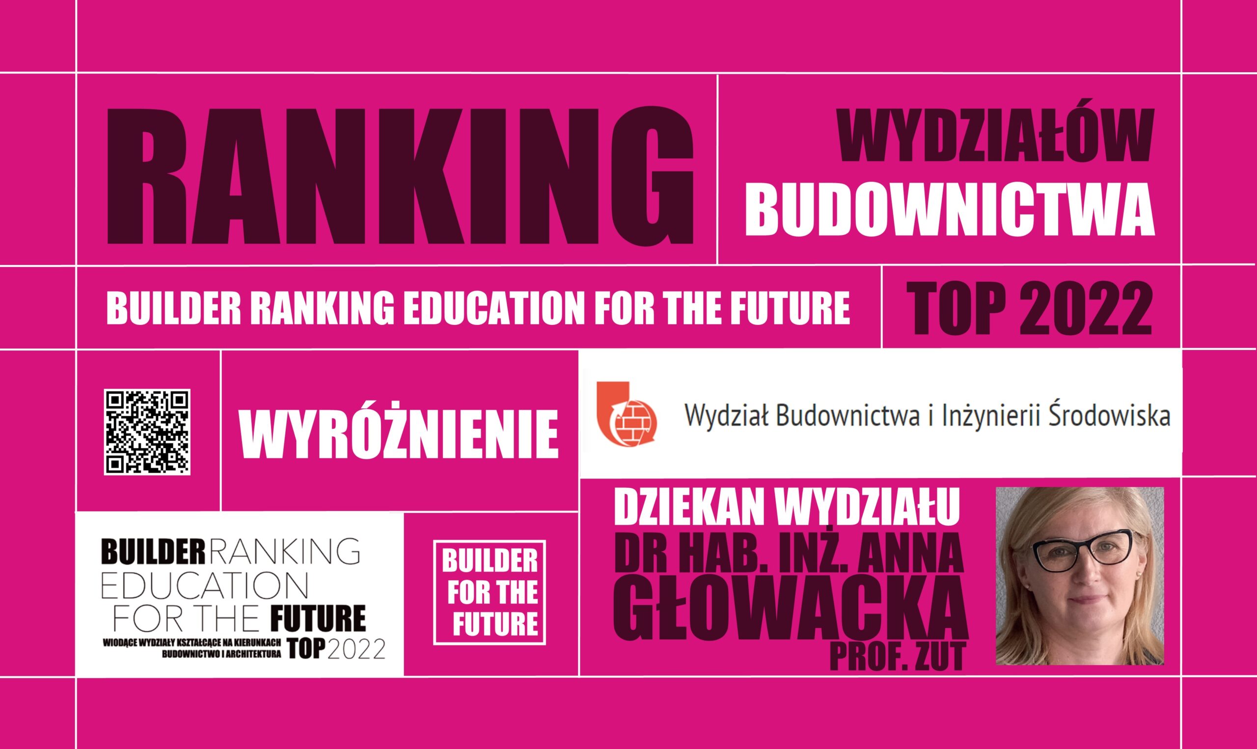 WYRÓŻNIENIE W RANKINGU WYDZIAŁÓW BUDOWNICTWA – BUILDER RANKING EDUCATION FOR THE FUTURE TOP 2022