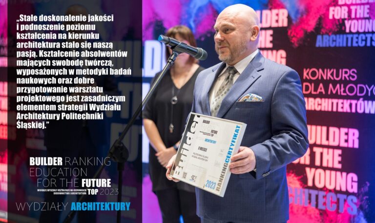 II MIEJSCE W RANKINGU WYDZIAŁÓW ARCHITEKTURY 2023 – POLITECHNIKA ŚLĄSKA