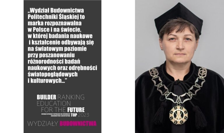 WYRÓŻNIENIE W RANKINGU WYDZIAŁÓW BUDOWNICTWA 2023 – POLITECHNKA ŚLĄSKA