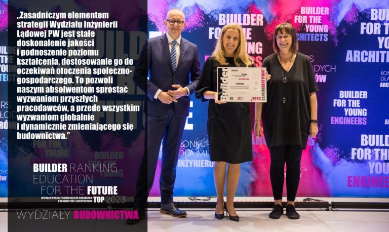II MIEJSCE W RANKINGU WYDZIAŁÓW BUDOWNICTWA 2023 – POLITECHNIKA WARSZAWSKA