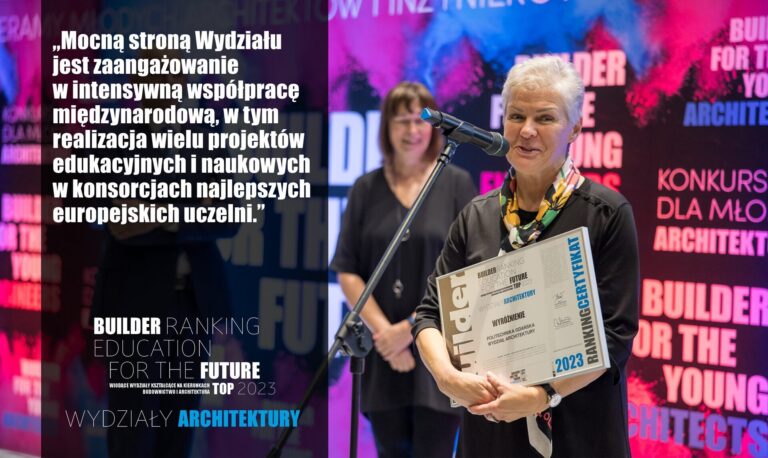 WYRÓŻNIENIE W RANKINGU WYDZIAŁÓW ARCHITEKTURY 2023 – POLITECHNIKA GDAŃSKA