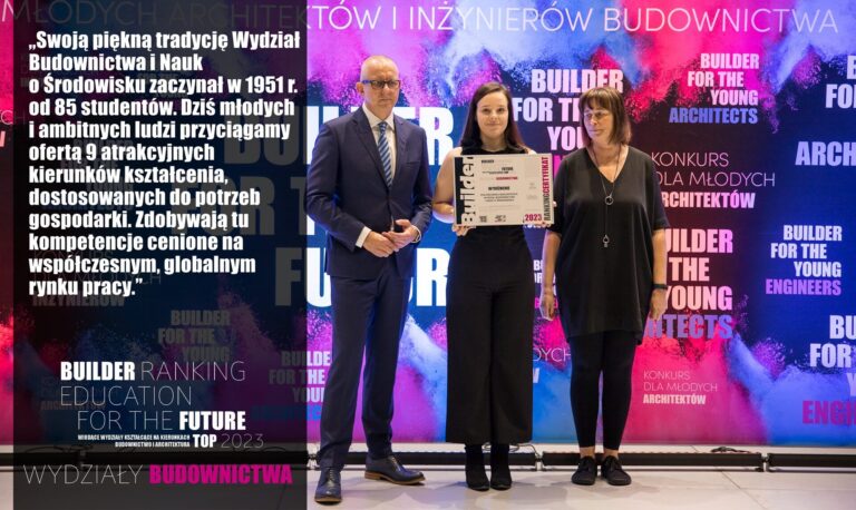 WYRÓŻNIENIE W RANKINGU WYDZIAŁÓW BUDOWNICTWA 2023 – POLITECHNIKA BIAŁOSTOCKA