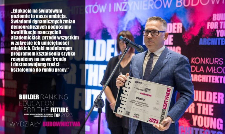 III MIEJSCE W RANKINGU WYDZIAŁÓW BUDOWNICTWA 2023 – POLITECHNIKA GDAŃSKA