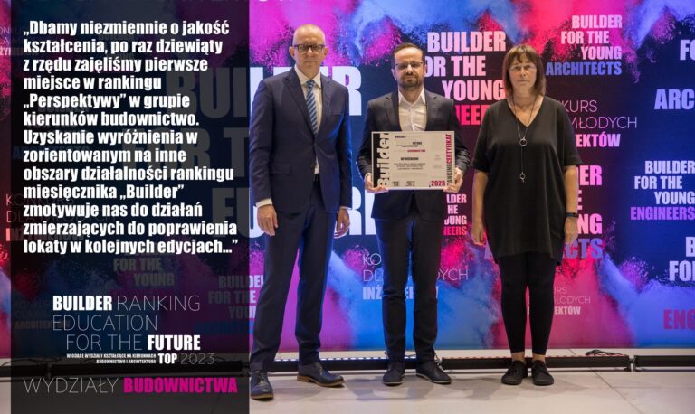 WYRÓŻNIENIE W RANKINGU WYDZIAŁÓW BUDOWNICTWA 2023 – POLITECHNIKA WROCŁAWSKA