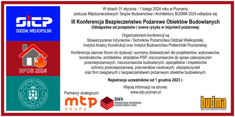 III KONFERENCJA NAUKOWO-TECHNICZNA BEZPIECZEŃSTWO POŻAROWE OBIEKTÓW BUDOWLANYCH