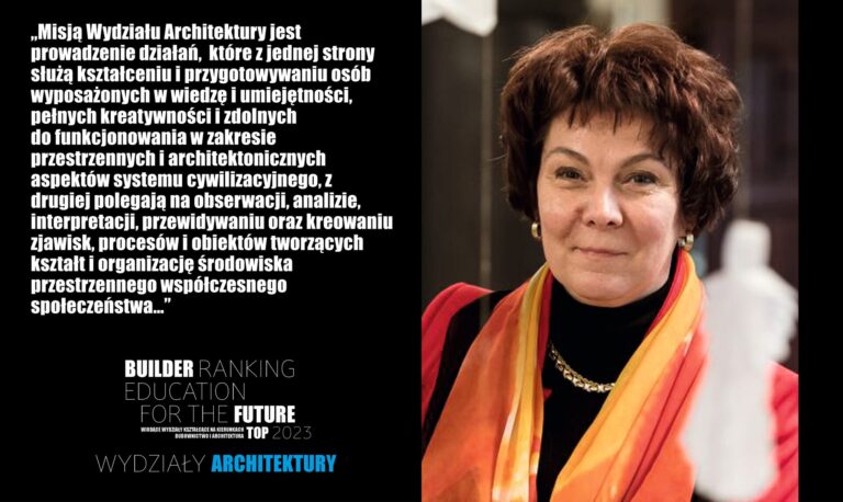 WYRÓŻNIENIE W RANKINGU WYDZIAŁÓW ARCHITEKTURY 2023 – POLITECHNIKA WROCŁAWSKA