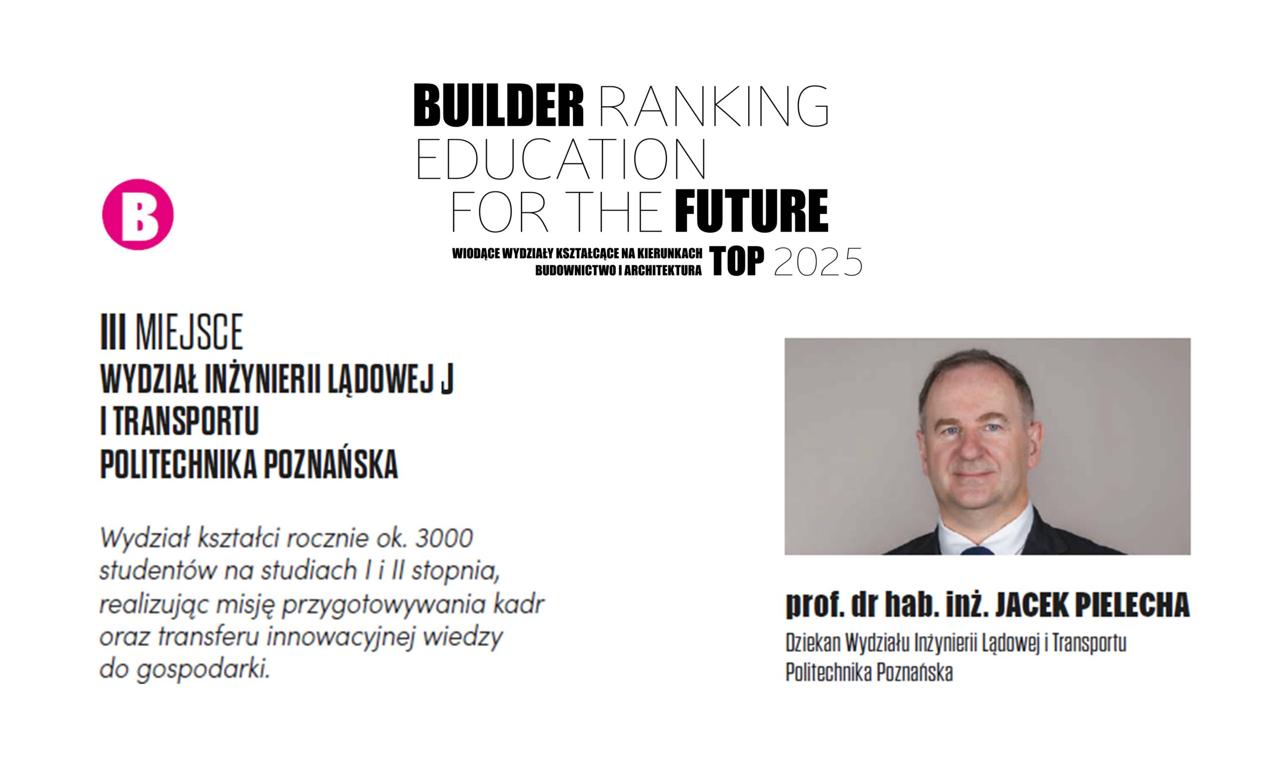 III MIEJSCE W RANKINGU WYDZIAŁÓW BUDOWNICTWA 2025 – POLITECHNIKA POZNAŃSKA